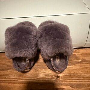 UGG Toddler Gray Fur Slippers